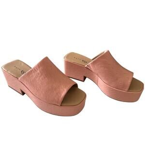 Katy Perry Women's Busy Bee Slide Pink Ostrich Embossed Platform‎ Mules 9.5